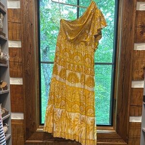 FARM Rio Yellow One Shoulder Dress